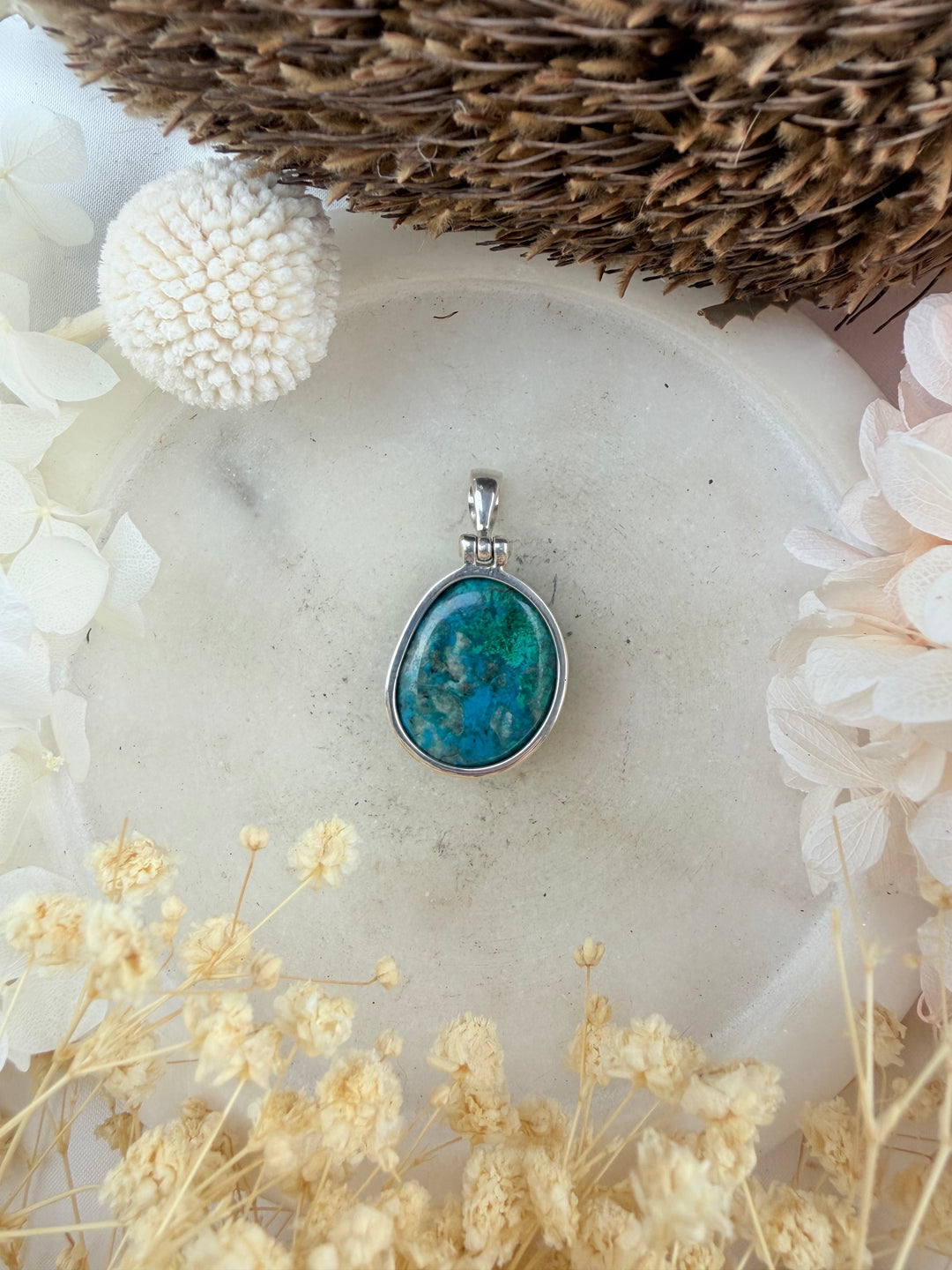 Chrysocolla Silver Pendant