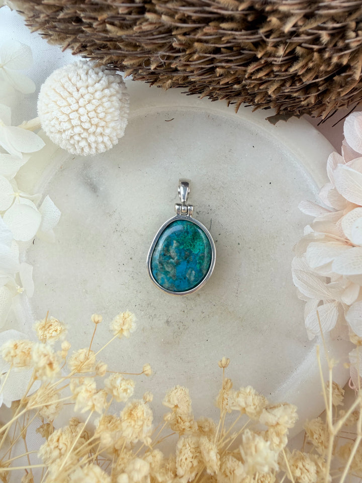 Chrysocolla Silver Pendant
