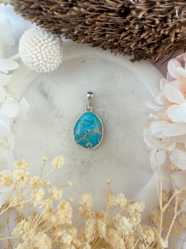 Chrysocolla Silver Pendant