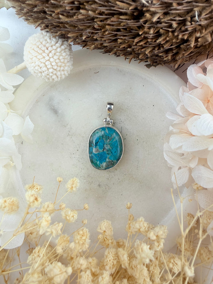 Chrysocolla Silver Pendant