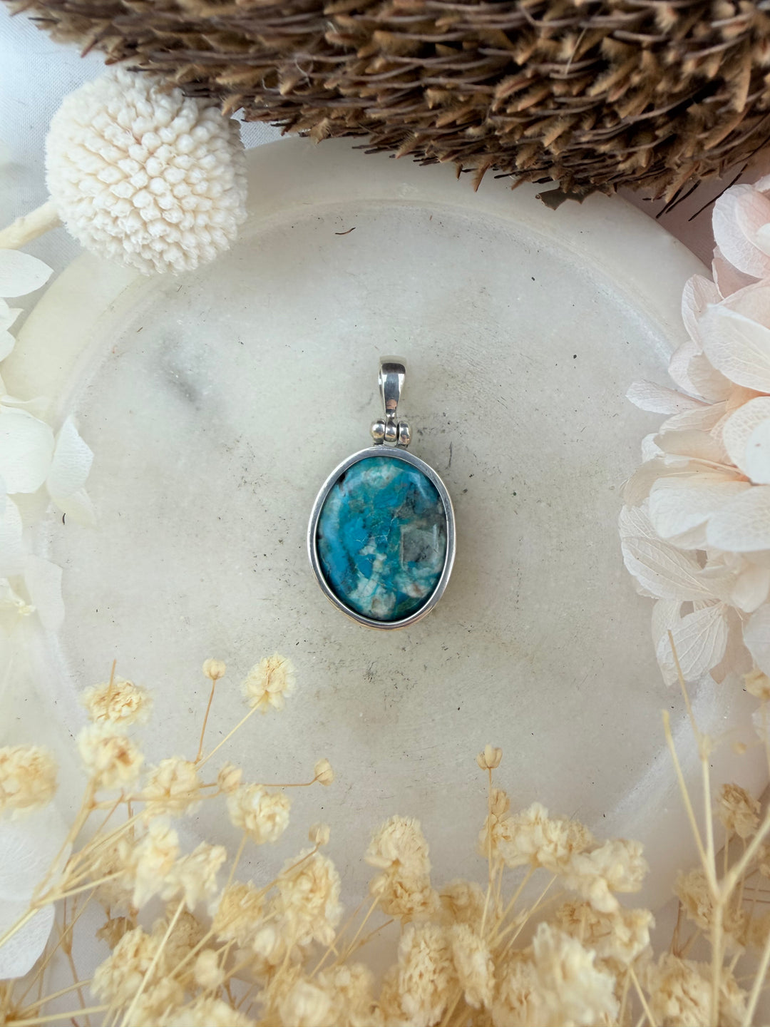 Chrysocolla Silver Pendant