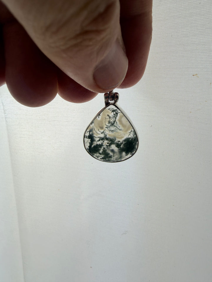 Moss Agate Silver Pendant