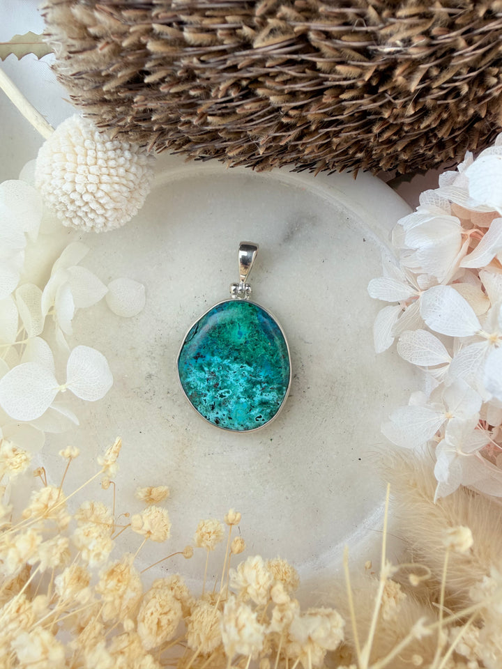 Chrysocolla Silver Pendant