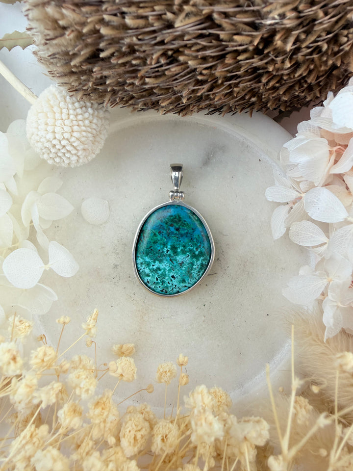 Chrysocolla Silver Pendant