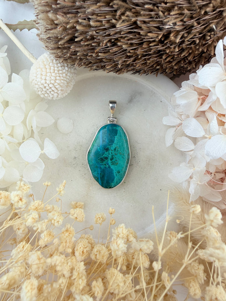 Chrysocolla Silver Pendant