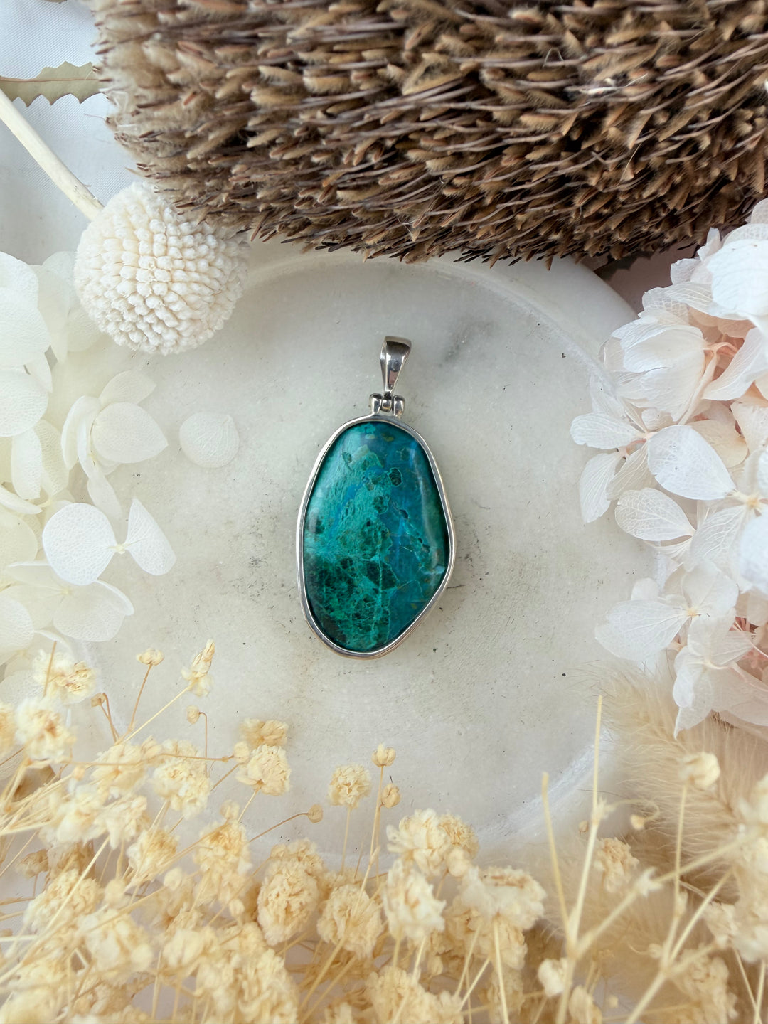 Chrysocolla Silver Pendant