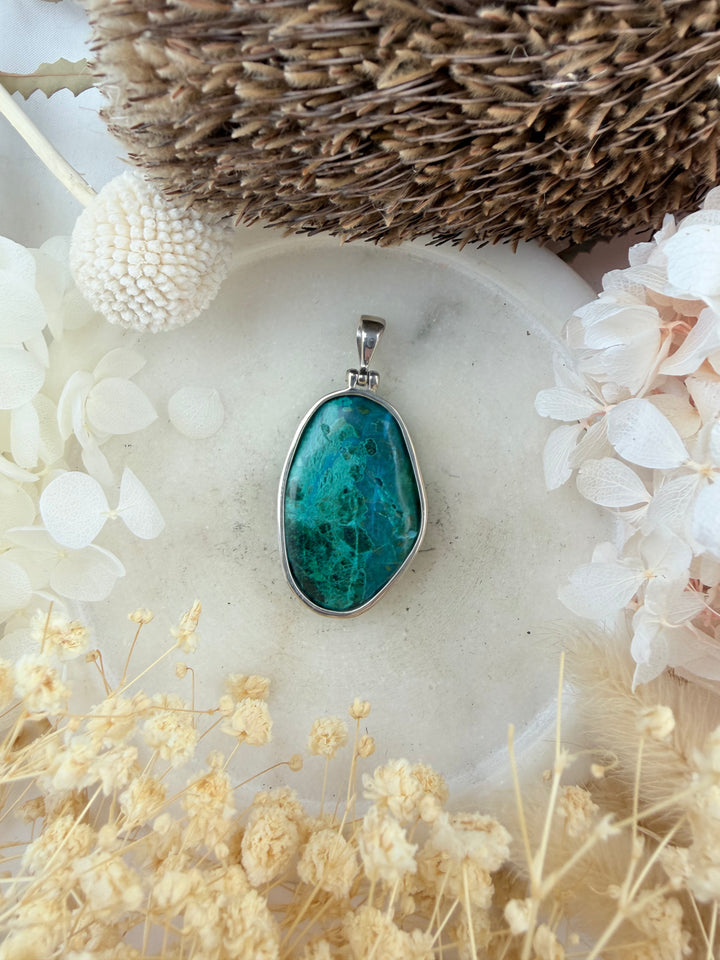 Chrysocolla Silver Pendant