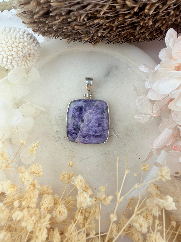 Charoite Silver Pendant