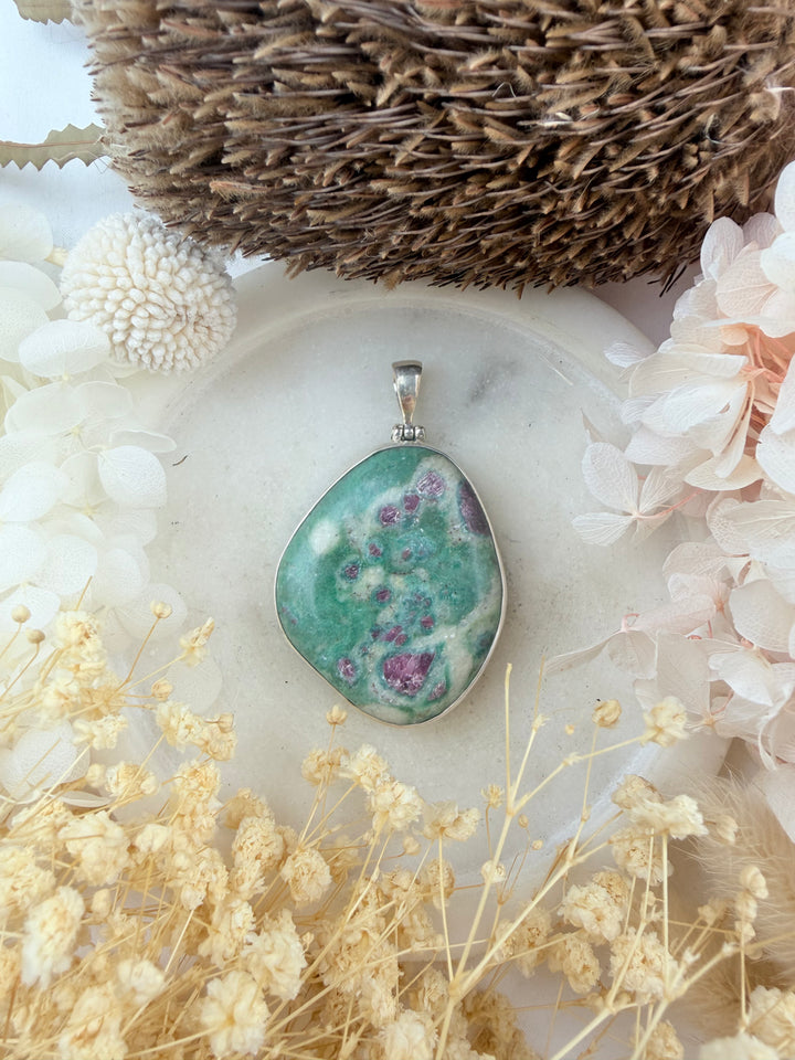 Ruby Fuchsite Silver Pendant