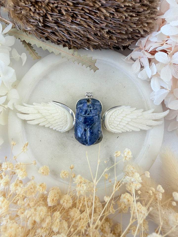 Sodalite Scarab Anahata Pendant