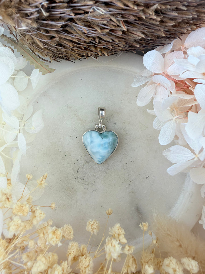 Larimar Heart Silver Pendant