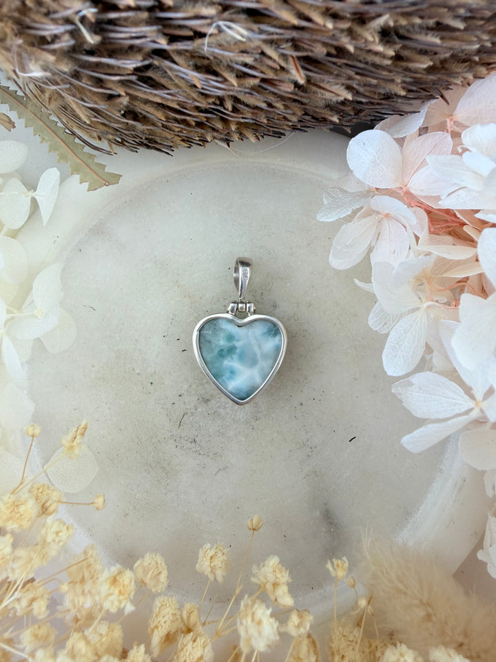 Larimar Heart Silver Pendant