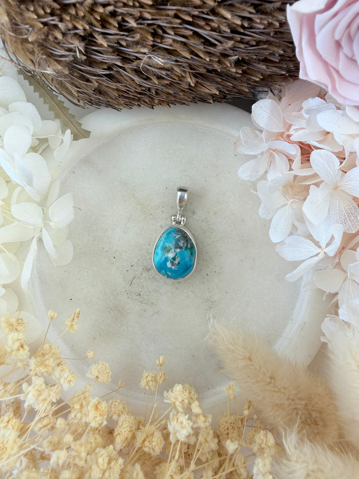 Chrysocolla Silver Pendant