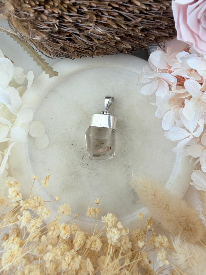 Amphibole Quartz Silver Pendant