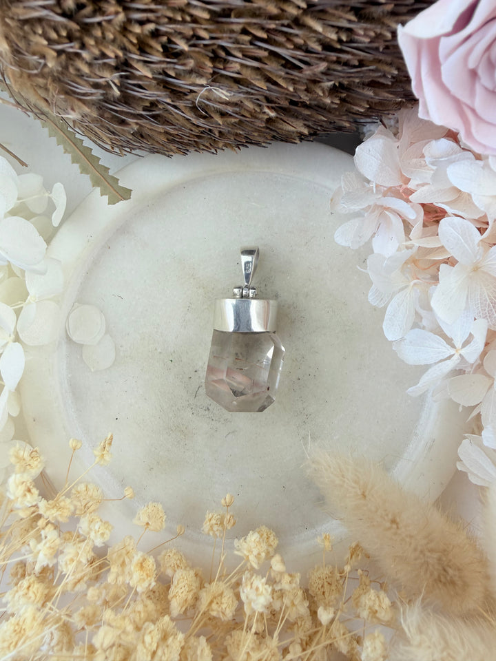 Amphibole Quartz Silver Pendant