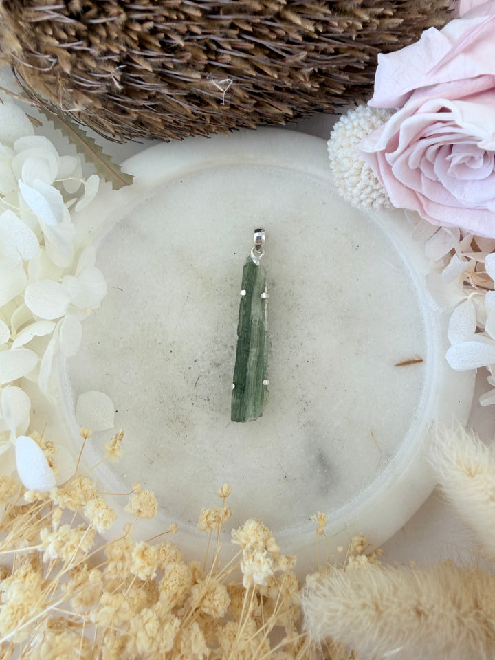 Moldavite Silver Pendant