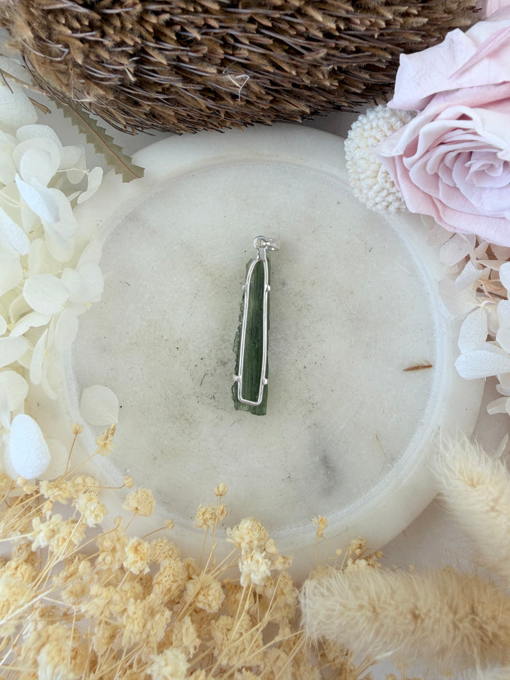 Moldavite Silver Pendant