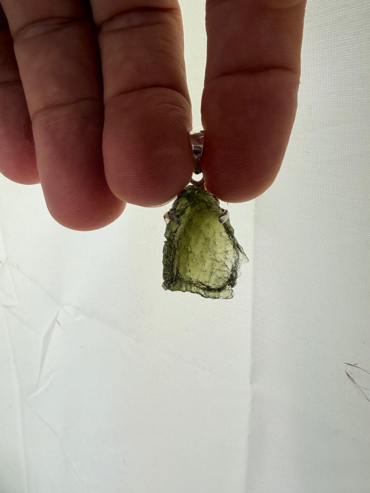 Moldavite Silver Pendant