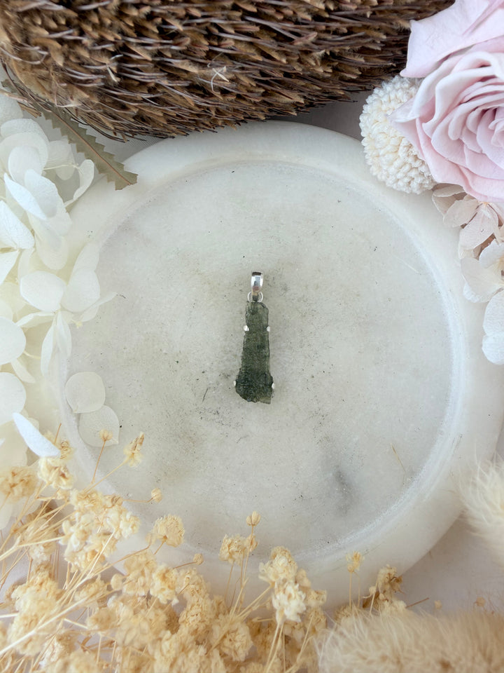 Moldavite Silver Pendant