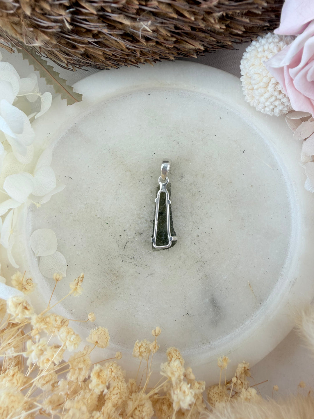 Moldavite Silver Pendant
