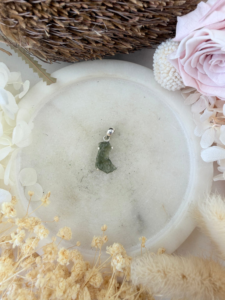 Moldavite Silver Pendant