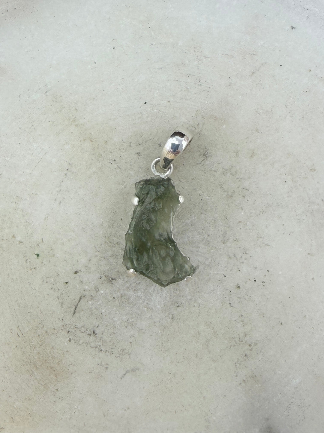 Moldavite Silver Pendant