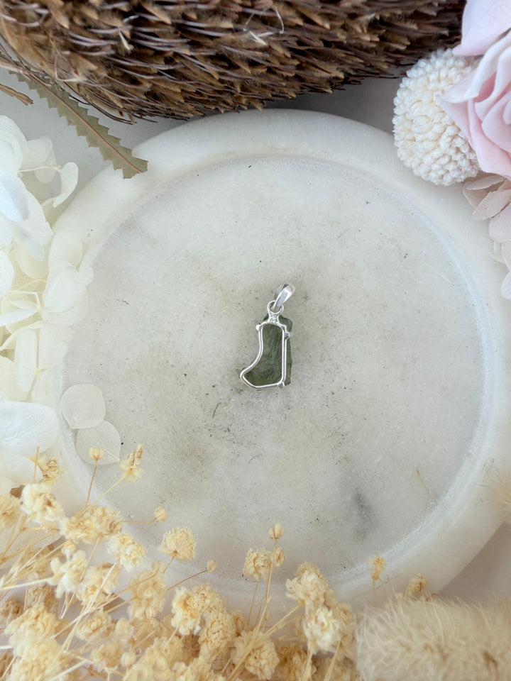 Moldavite Silver Pendant