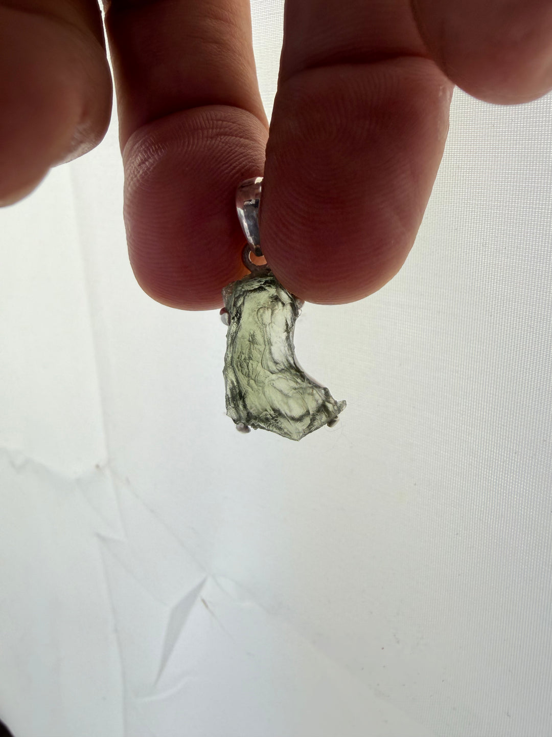 Moldavite Silver Pendant