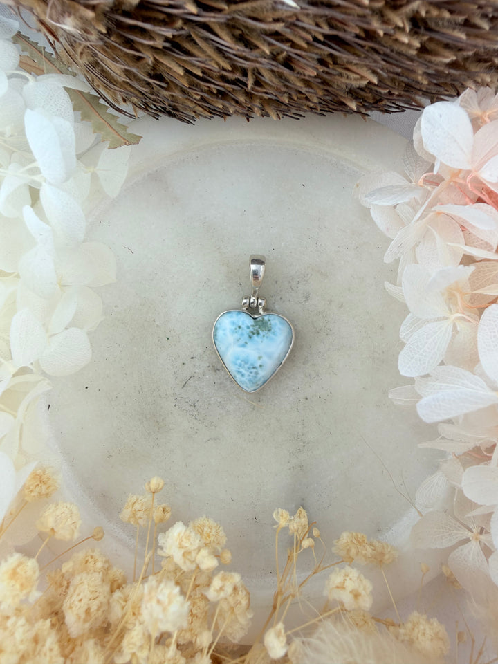 Larimar Heart Silver Pendant