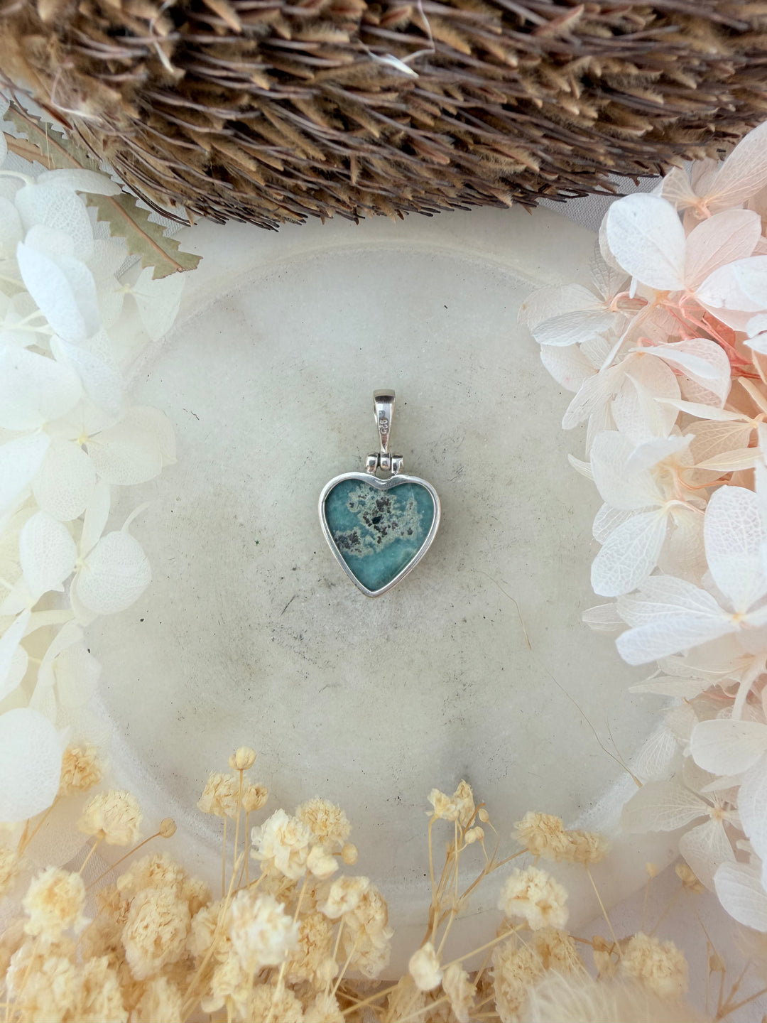 Larimar Heart Silver Pendant
