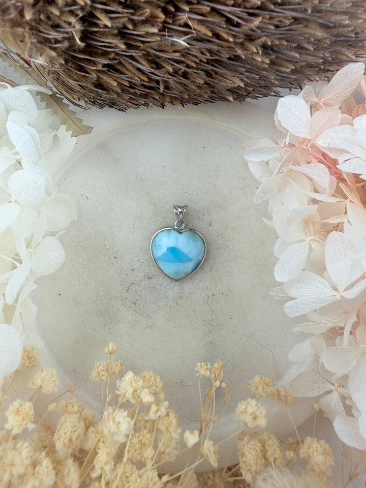 Larimar Heart Silver Pendant