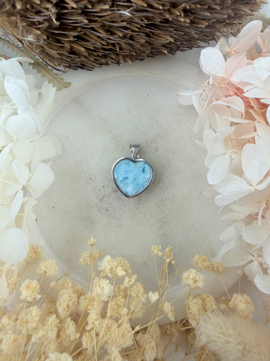 Larimar Heart Silver Pendant
