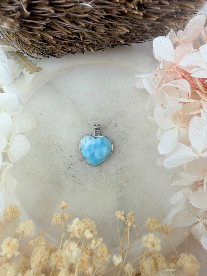 Larimar Heart Silver Pendant