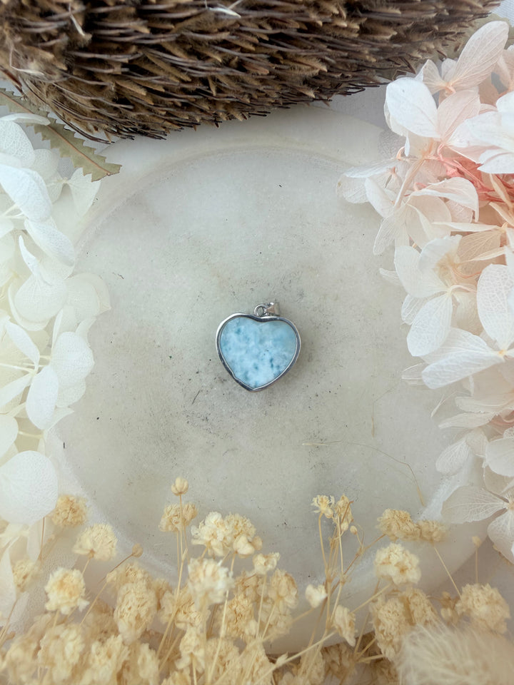 Larimar Heart Silver Pendant