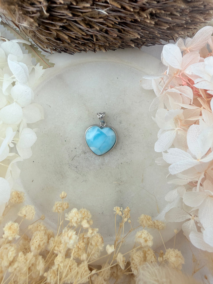 Larimar Heart Silver Pendant