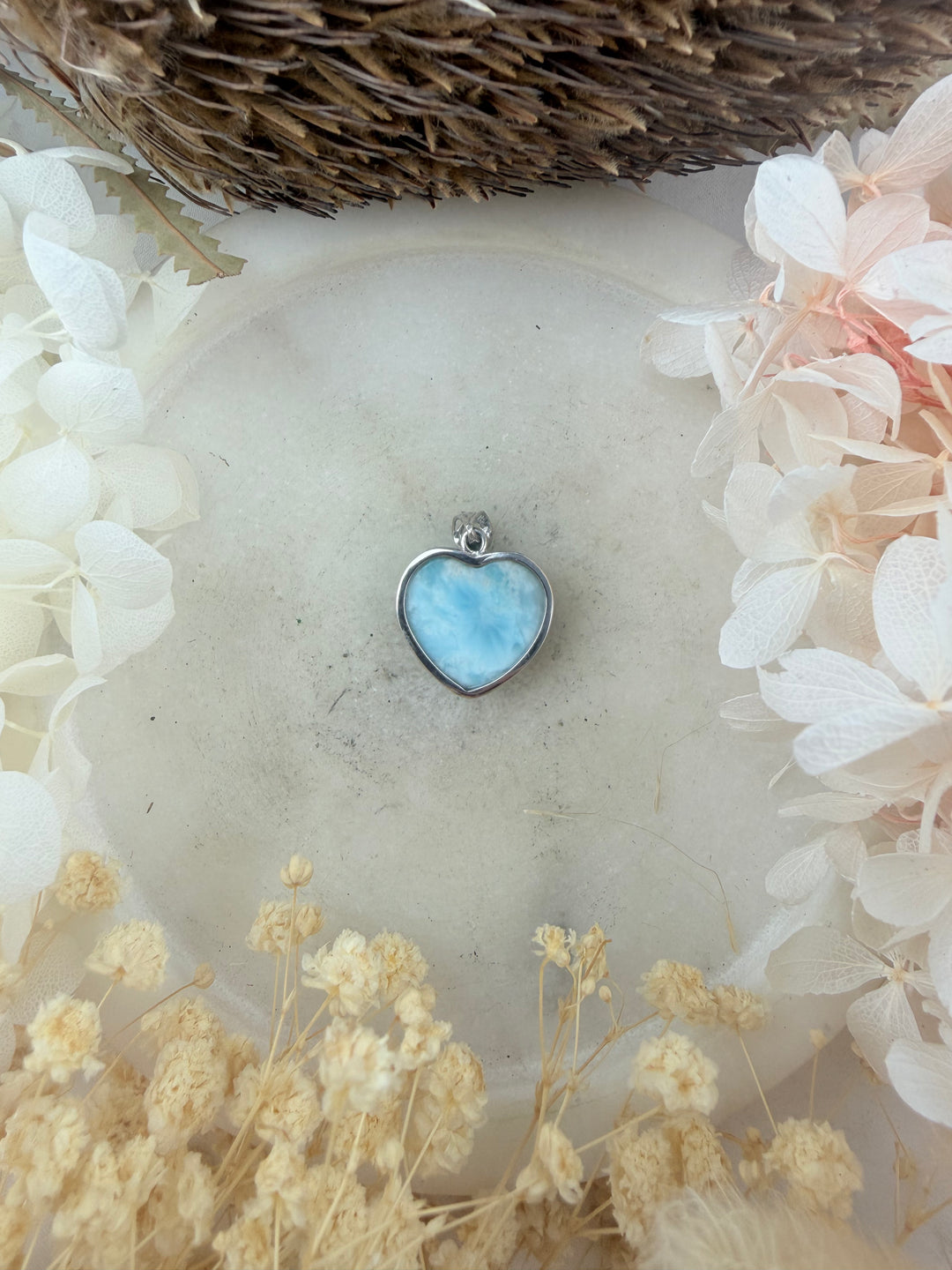 Larimar Heart Silver Pendant