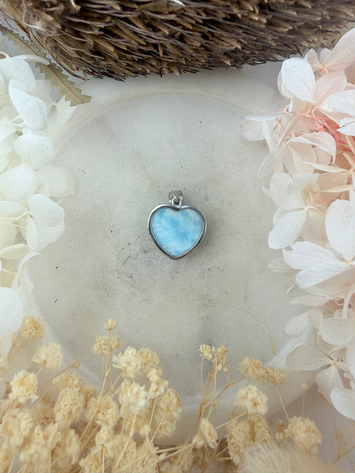 Larimar Heart Silver Pendant