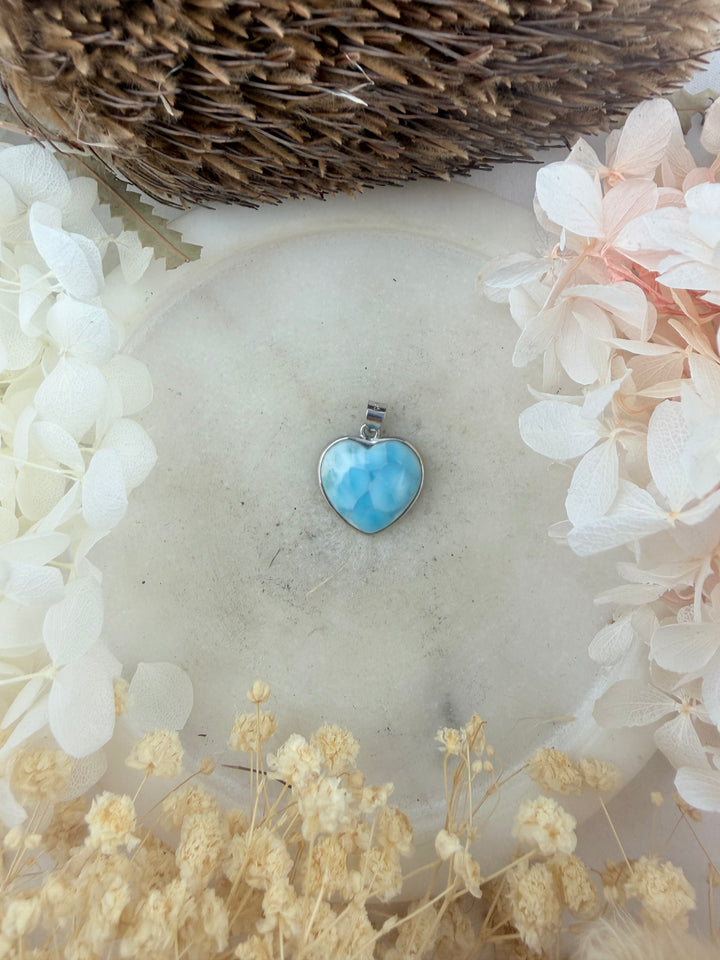 Larimar Heart Silver Pendant