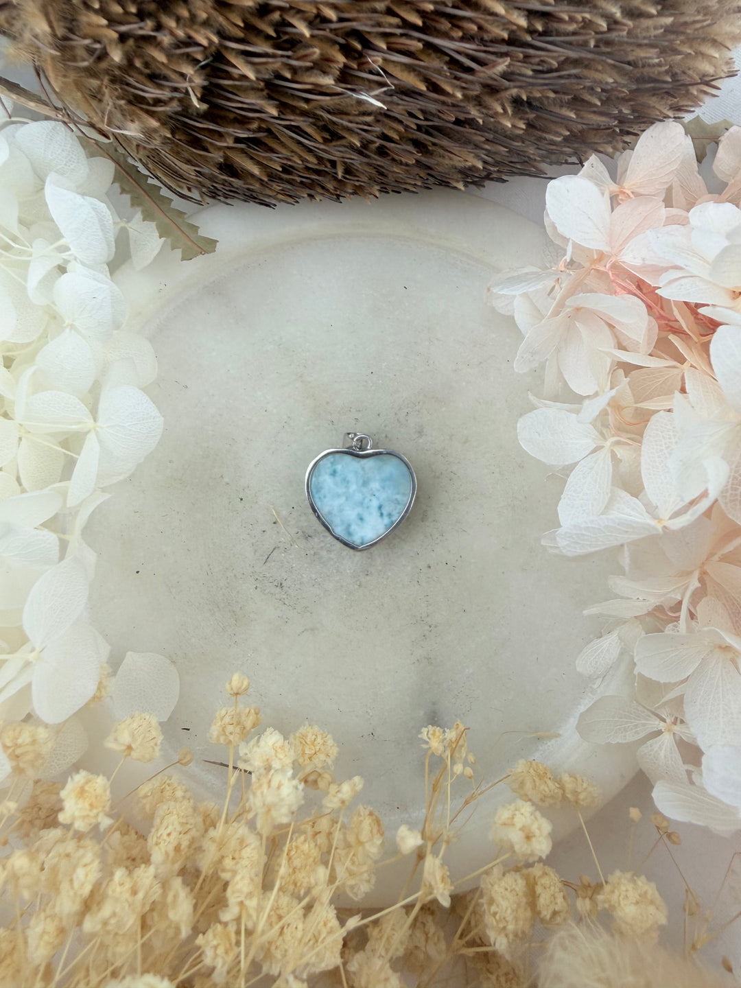 Larimar Heart Silver Pendant