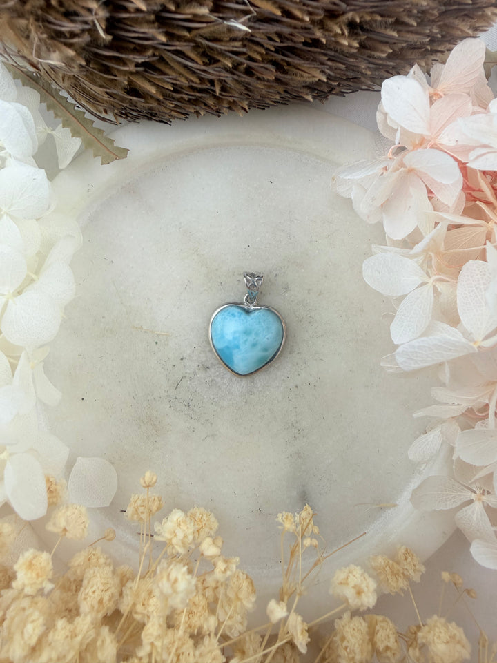 Larimar Heart Silver Pendant