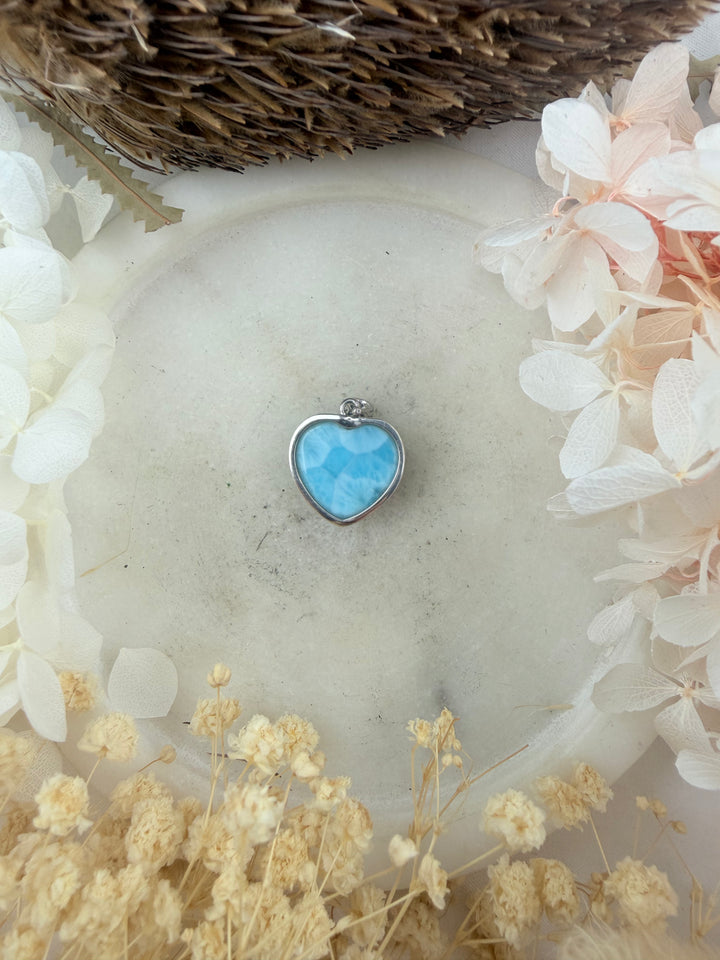 Larimar Heart Silver Pendant