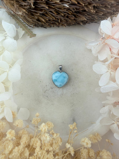 Larimar Heart Silver Pendant — Calm Waters