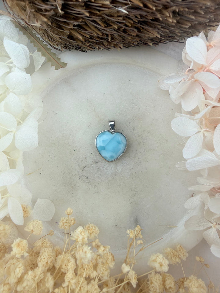 Larimar Heart Silver Pendant