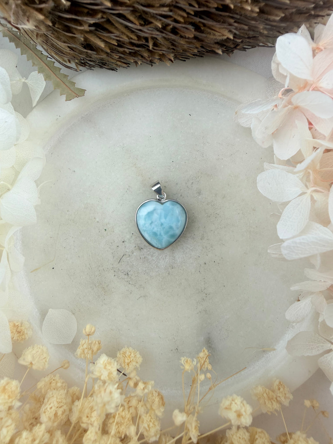 Larimar Heart Silver Pendant