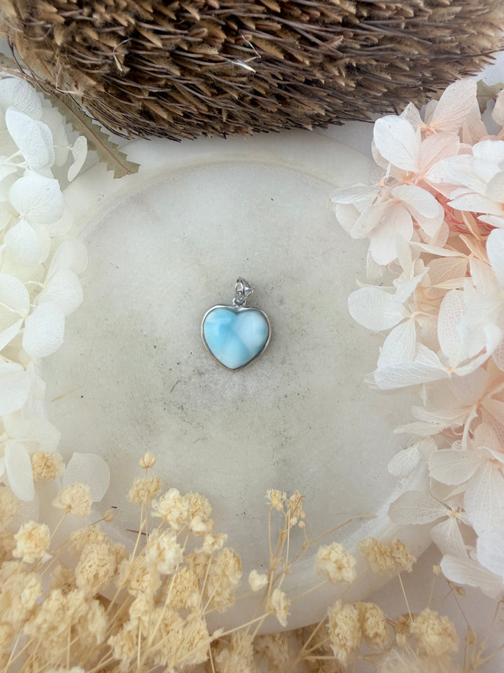 Larimar Heart Silver Pendant