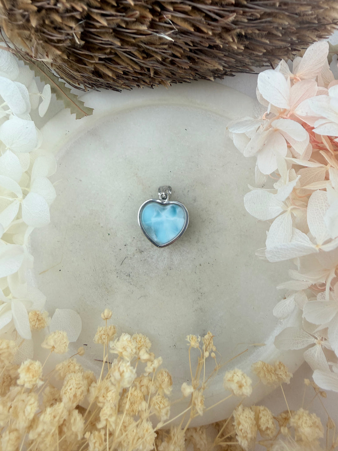 Larimar Heart Silver Pendant