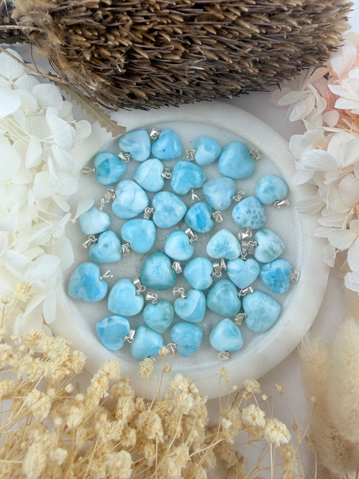 Larimar Heart Silver Pendant - Intuitively Selected