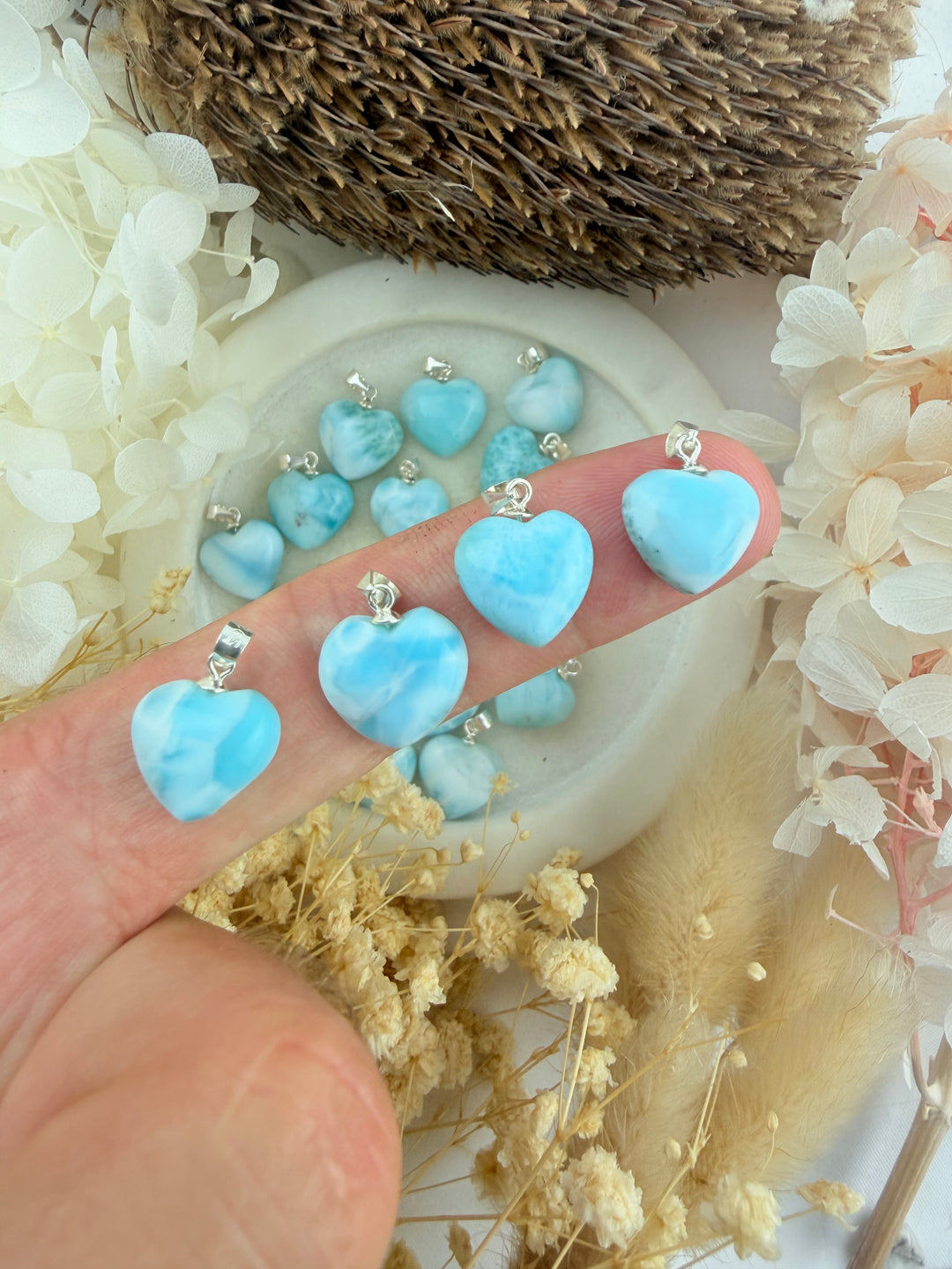 Larimar Heart Silver Pendant - Intuitively Selected