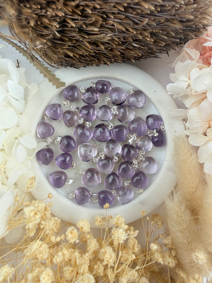 Amethyst Heart Silver Pendant - Intuitively Selected