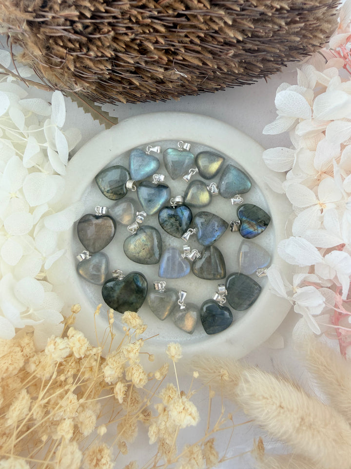 Labradorite Heart Silver Pendant